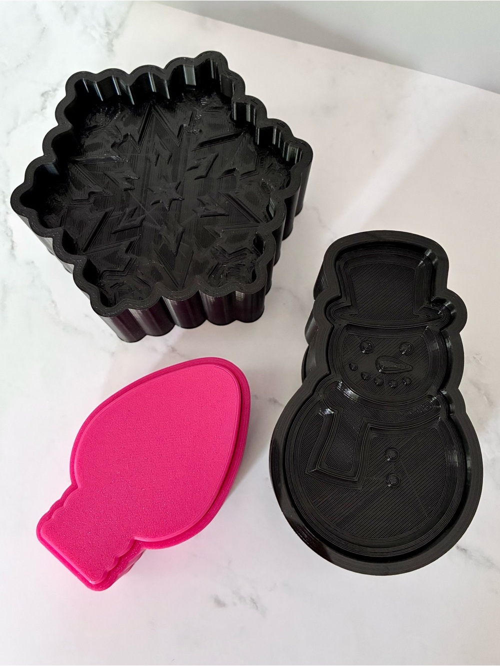 Winter Holiday 3D Snowflake, Snowman and Christmas Light Bath Bomb Molds - NWOT